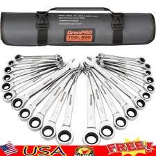 22-Piece Ratcheting Wrench Set SAE Metric Combination Hand Tools Organizer Pouch