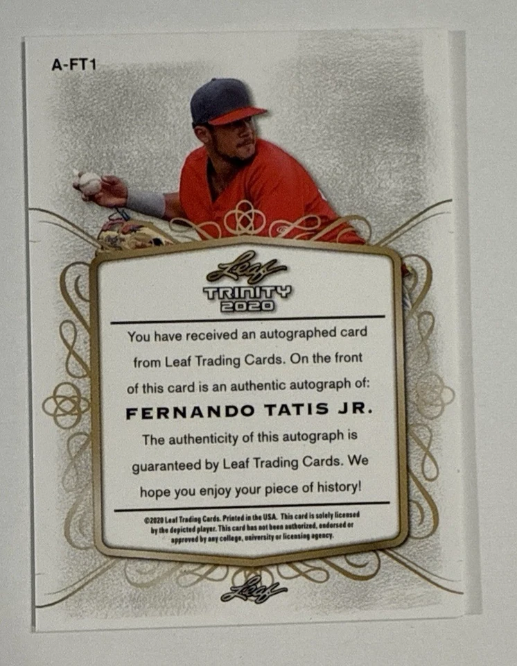 Fernando Tatis Jr 2020 Leaf Trinity Purple Spectrum Auto #d 8/10 #A-FT1 Padres - Image 2 of 2