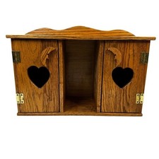 Handcrafted Oak Wood Shelf Cabinet Organizer Moon Heart Cutout