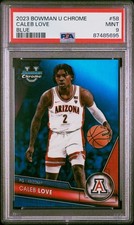 2023 Bowman U Chrome Caleb Love Blue /199 🔵 Arizona Wildcats PSA 9 POP 1