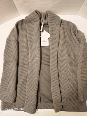 NWT FABLETICS Vanessa Cardigan Womens Sz M Grey Open Front Sweater Herringbone 