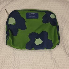 Clinique x Kate Spade Makeup Bag - Green with Blue Flowers
