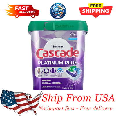 Cascade Platinum Plus Dishwasher Detergent Pacs, Fresh Scent, 47 ct