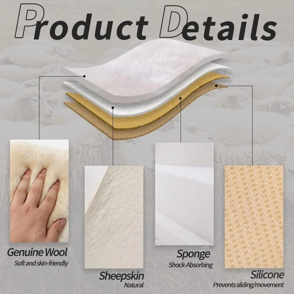 Faux Sheepskin Car Front Rear Seat Cover Cushion Mat Imitate Wool For Ferrari US Foto 4 de 4