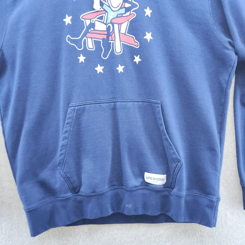Life Is Good Hoodie Sweatshirt Mens XL Blue Patriotic Adirondack Graphic Chair - Image 3 of 4