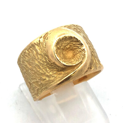 Dramatischer Designerring arabisch 18K Gelbgold Unisex 3D Vogelauge des Sturms