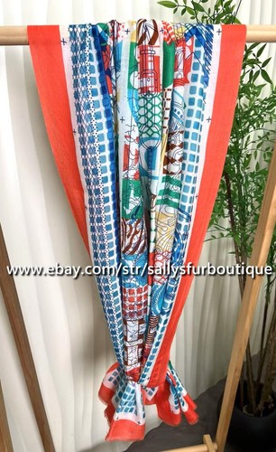 Sallys Cashmere Ring Scarf Wrap Shawl Geometric Print Soft Thin Delicate 78"*39" - Picture 19 of 29