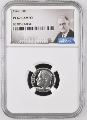 1962 Roosevelt Dime 10C NGC PF67 Cameo
