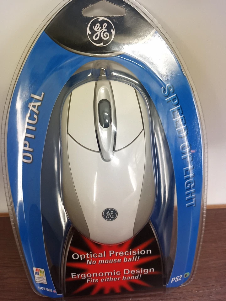 GE H097986 White 3 Buttons 1 Wheel PS/2 Wired Optical Mouse New Sealed - Image 3 of 4