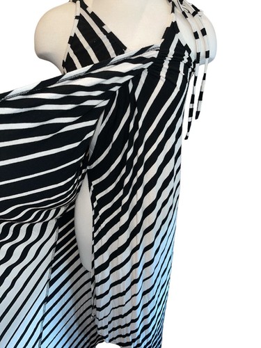 Ella Moss Women's Dress Size S Black/White Stripe Wrap Sleeveless Tie Shoulder - Picture 3 of 8