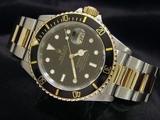 Rolex Rolex Submariner Date Mens 18k Yellow Gold Stainless Steel Watch Black Sub 16613