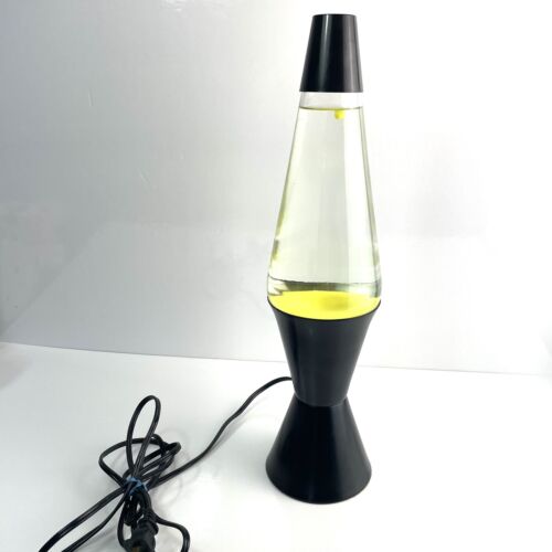 Vintage 1996 Lava Lite Lamp 32oz / 16" / #08 Clear Yellow / Black Base - WORKING - Picture 1 of 15