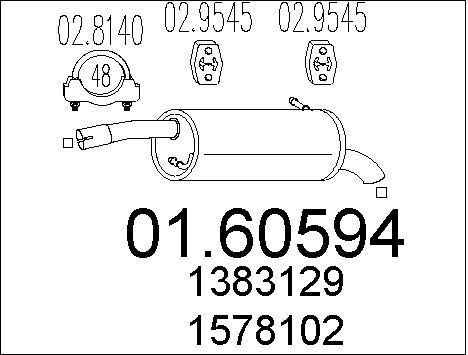 Silencieux arrière Ford Fiesta V 1.4 16V d'échappement d'origine