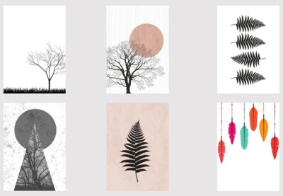 Scandi minimalist modern abstract original print art - 100's styles! -  FREE P&P