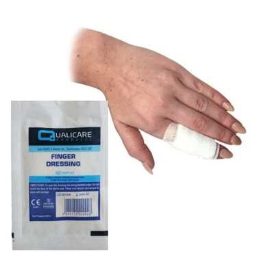 Qualicare Finger Dressing Bandage 3.5cm x 3.5cm Sterile Cut Wound First Aid Home