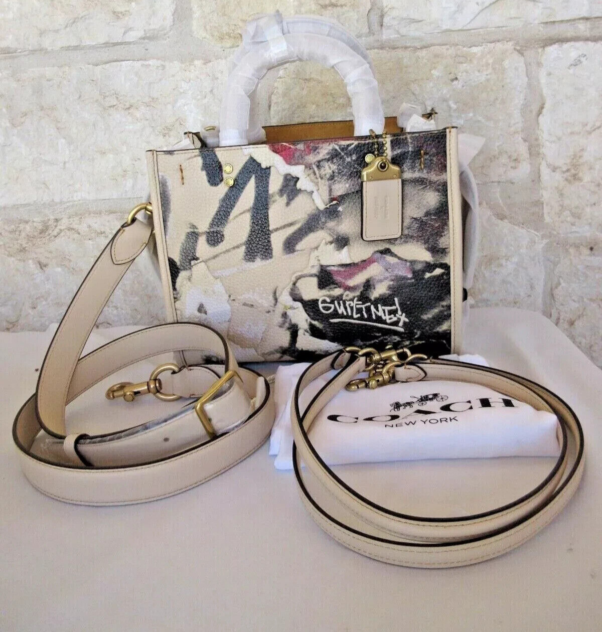 NWT COACH X MINT & SERF IVORY/MULTI GRAFFITI ROGUE 25 Individual or Bag+Wallet❣️