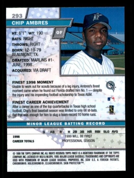 1999 Finest #293 Chip Ambres RC. - Image 2 of 2