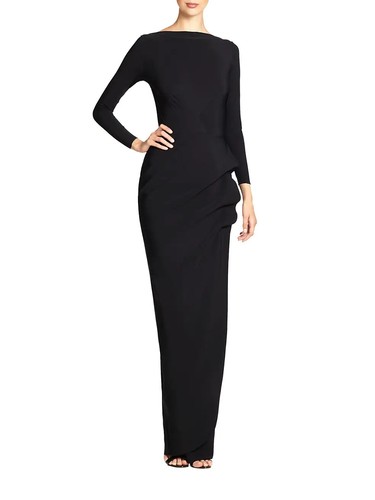 NWT Chiara Boni Cassandre Boatneck Gown Dress 4U.S./40IT Black MSRP$990 - 第 2/10 張圖片