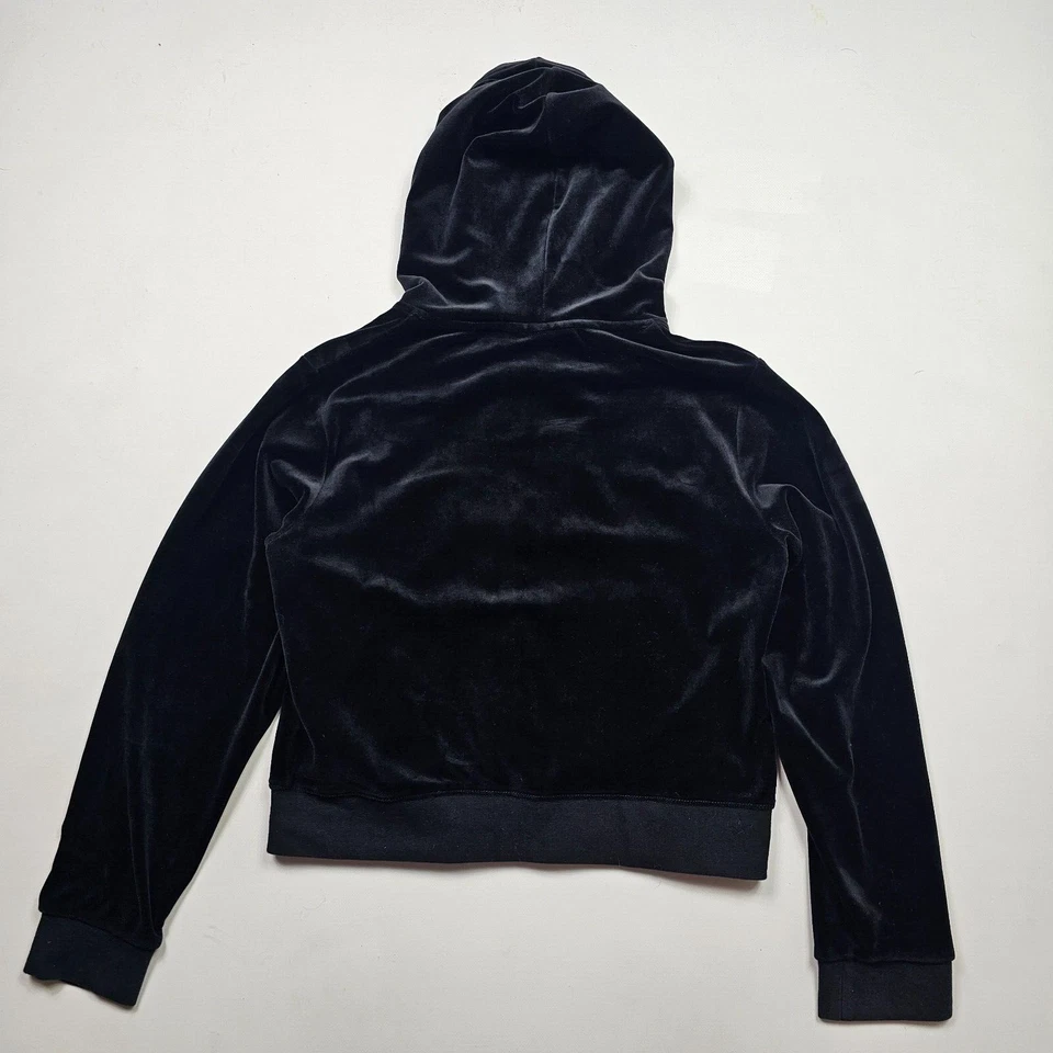 Juicy Couture Chaqueta Terciopelo Negro Cremallera Sudadera con Capucha Talla XL Foto 2 de 4