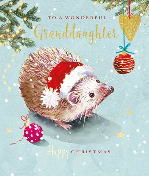 The Wildlife Wonderful Granddaughter Hedgehog Artistic Christmas Greeting Card
