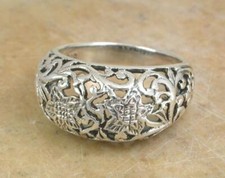.925 STERLING SILVER FILIGREE FLOWER BAND RING size 7 style r1274