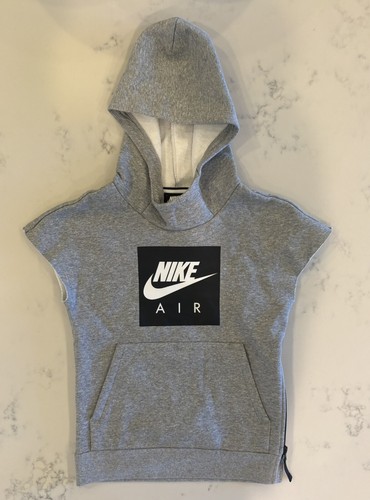 Nike Air Youth Fleece Short-Sleeve Hoodie, Size Small, Grey 939634-063