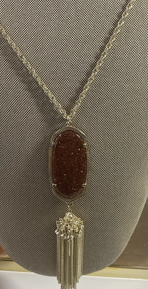 Kendra Scott Rayne Colgante Largo Collar Oro Piedra Dorada De Colección Foto 2 de 3
