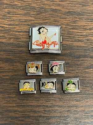 5 Betty Boop Licensed Casa D'oro 9mm Italian Charm Charms Bracelet NEW - Image 1 of 2