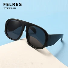 Women Oval Oversize Shade Sunglasses Thick Frame Fashion Glasses UV Protection