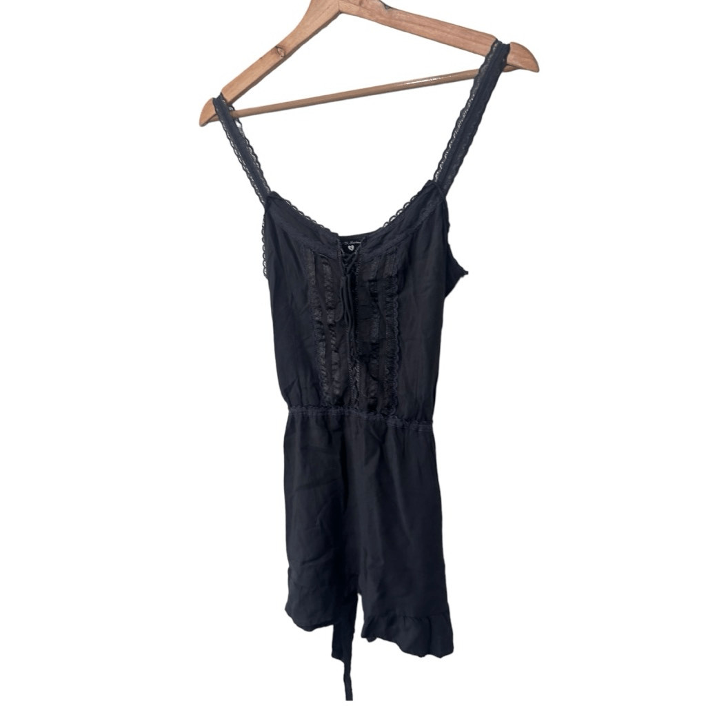 Wildfox Intimate Solid Black Sleeveless Lace Trim… - image 2