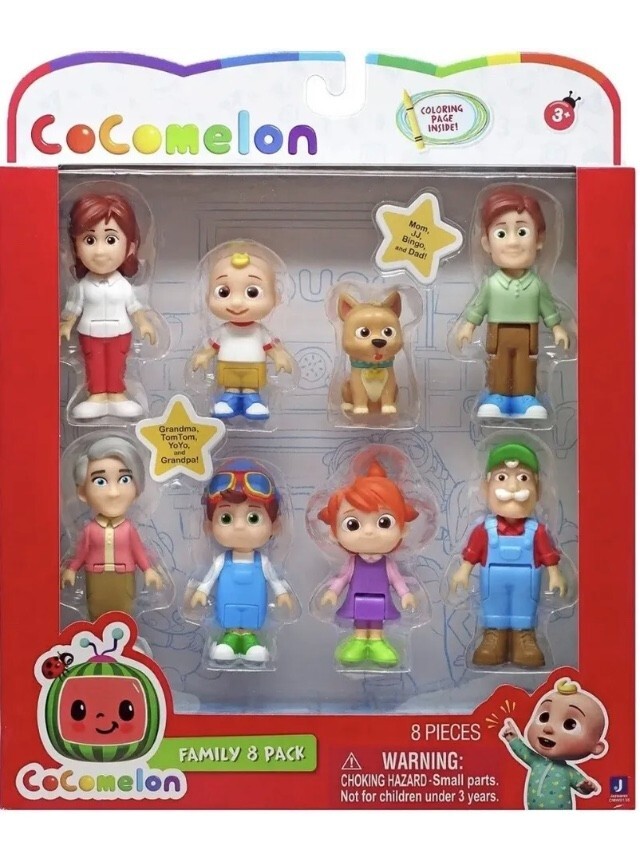 COCOMELON 8 Pc Family pack figures JJ GRANDMA Grandpa YOYO