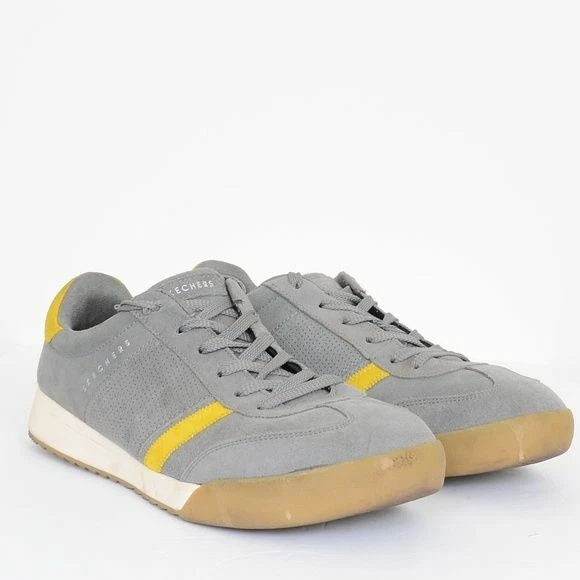 Skechers Zinger Wildview Grey Yellow Leather Men s Size 13 eBay