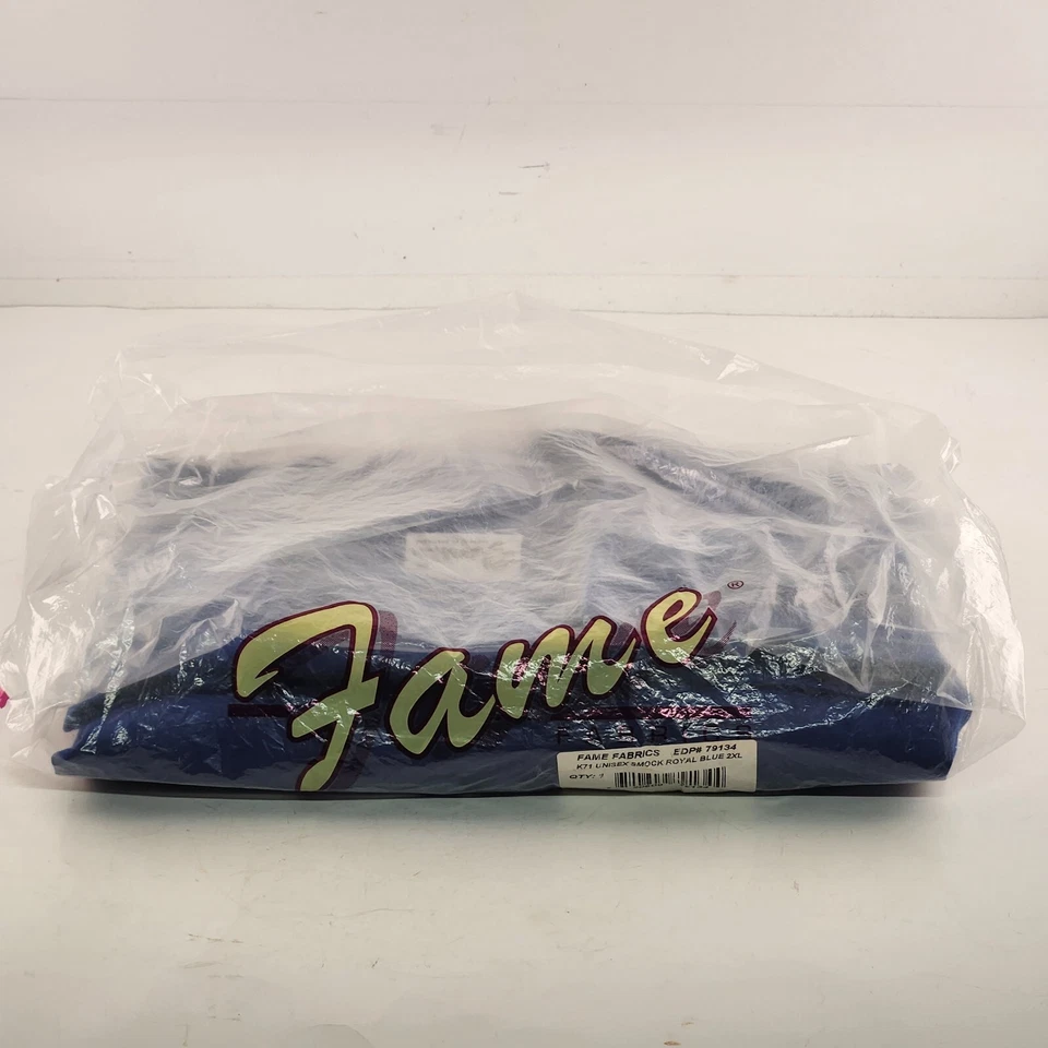 New Fame Fabrics Front Button Unisex Server Smock with Short Sleeves K71 Size 2X - Image 2 of 4