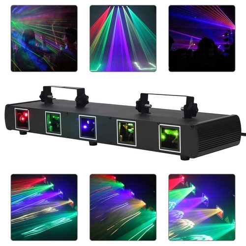 Luce laser palcoscenico 5 lenti 5 raggi RGBYC illuminazione DJ discoteca spettacolo luce proiettore DMX - Foto 8 di 25