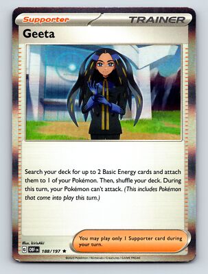 Trainer Supporter Geeta Search Basic Energy Attach Ability Rarity Blue
