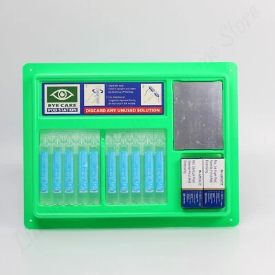 BLUE DOT Eyewash Pod Station with Mirror, Dressings & Pods. Refill Eye Wash Pod Box.