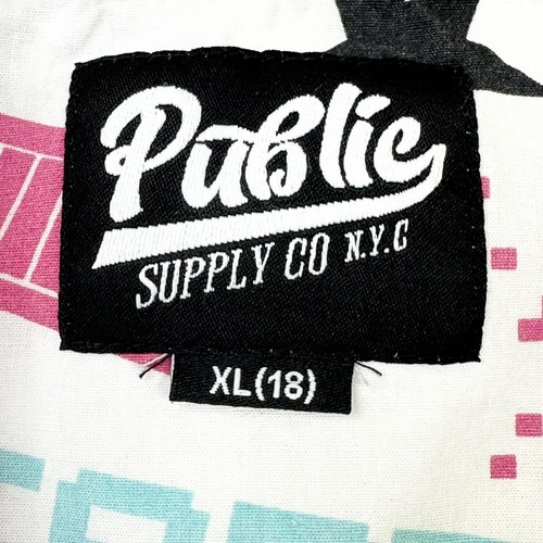 Public Supply Co Shirt Boys 18 XL Short Sleeve Button Down Video Game 80s AOP - Picture 3 of 7