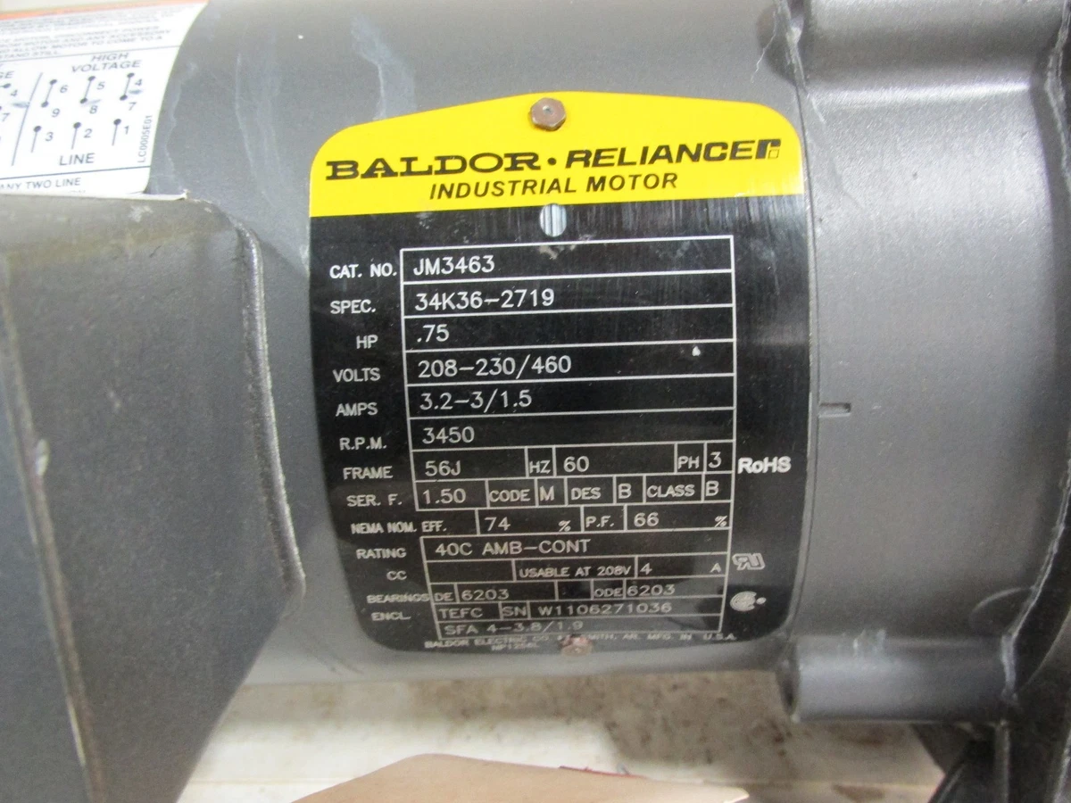 Baldor Reliance Industrial Motor Pump Model ACDV70 17T3G 40479LR