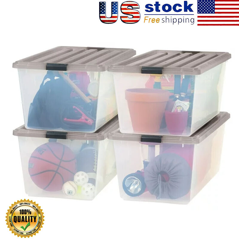 91 Qt Clear Stackable Latch Storage Bin Container - 22 Gallon Large Plastic Box