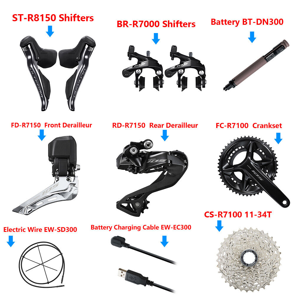 Shimano 105 Ultegra Di2 R8150 R7000 Electronic 12 Speed Full Shimano 105 Ultegra Di2 R8150 R7000 Electronic 12 Speed Full