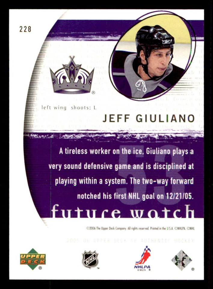 2005-06 SP Authentic #228 Jeff Giuliano RC /1999 (ref 240207) - Image 2 of 2