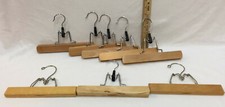 Clothes Hangers Pant Skirt Clips Wood  Metal Lot 8 Slacks Trouser Grips