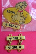 1998 The Disney Store Cast Member 101 Dalmatians Pin with 3 Bone Dangles NIP