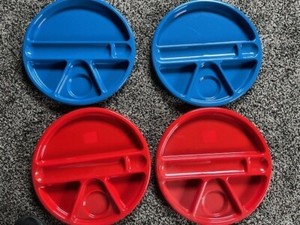 Plastic party plates divided set of 4