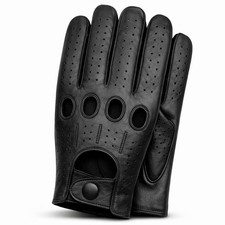 Riparo Genuine Leather Full-Finger Driving Gloves Large, Black