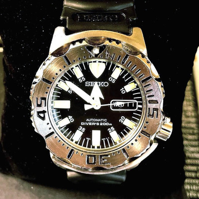 SEIKO 7S26-0350 Black Monster Automatic Diver 42mm Working Men's