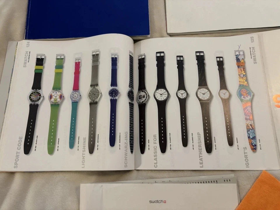 4 catálogos e índices vintage de livros de relógios suíços Swatch 1983-1992 1993 1994 - Imagem 4 de 4