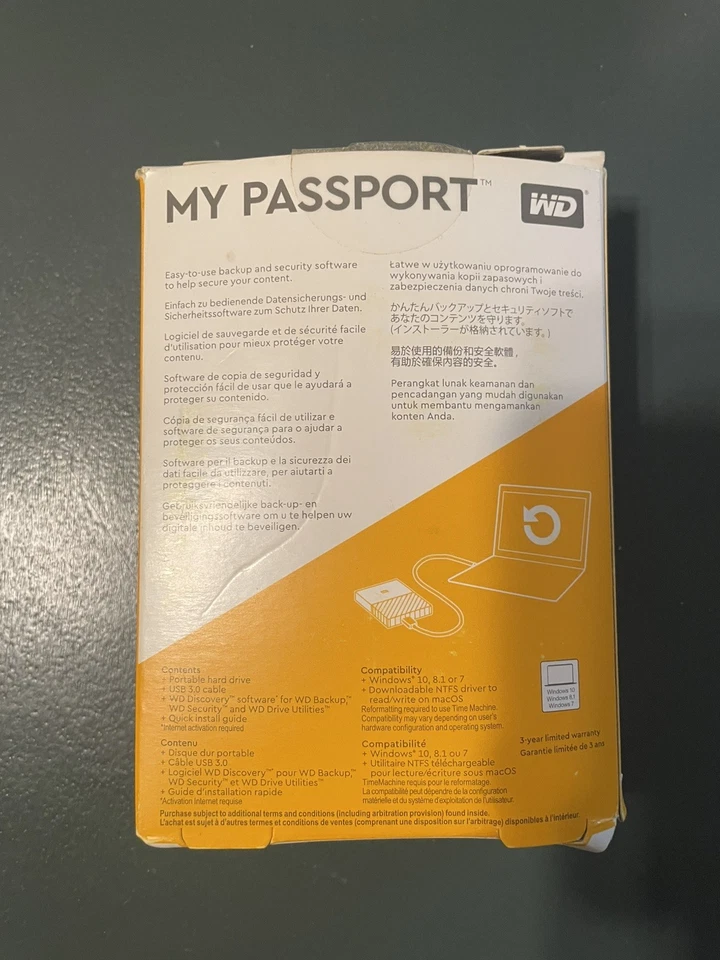 Western Digital WD My Passport 1TB External Portable Storage USB 3.0 Hard Drive - Image 4 of 4