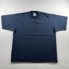 Vtg 90s Blank Pro Club T Shirt Men XL Heavy Weight Street Faded Navy Blue USA