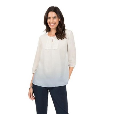 Bluse beige 42 Farbverlauf Häkelspitze eisblau-ecru-bedruckt UVP:59,99  2.6014